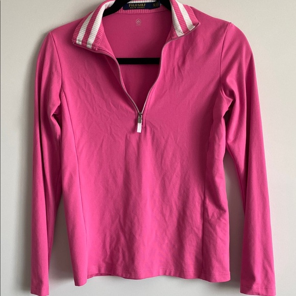 RALPH LAUREN Pink Performance Jersey Quarter-Zip Pullover - Picture 1 of 7